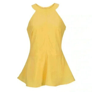 Ricki’s Blouse Sleeveless Peplum Halter Neck Flowy Top Yellow 0/XS